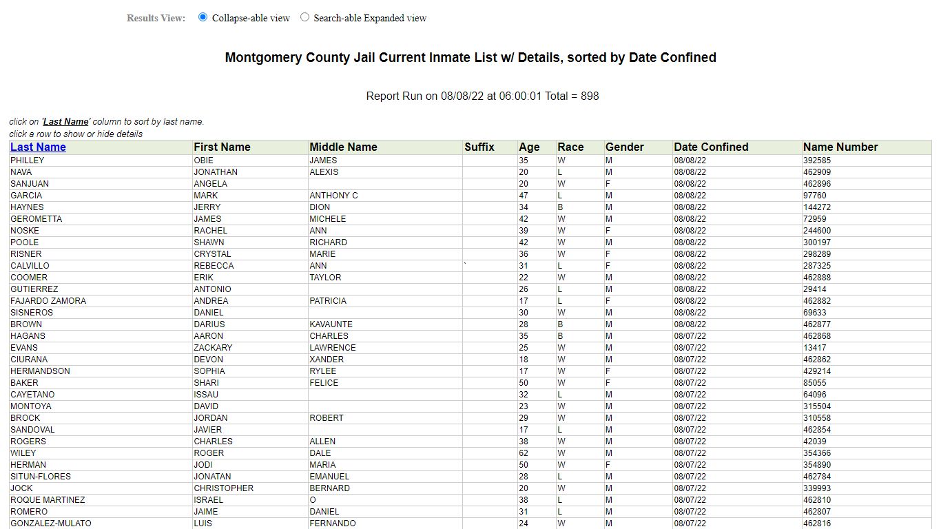 Montgomery County, Texas - Jail Roster